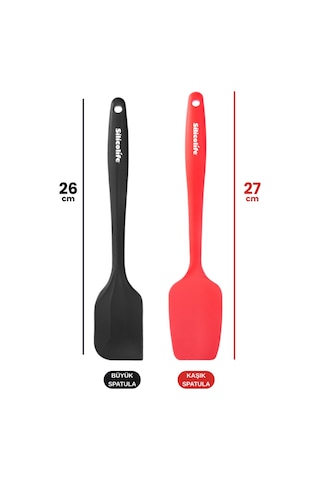2 Li Silikon Spatula Seti, Tek Parça Yapışmaz Pasta Krema Çikolata Karıştırma Sıyırma Spatula Seti Renkli