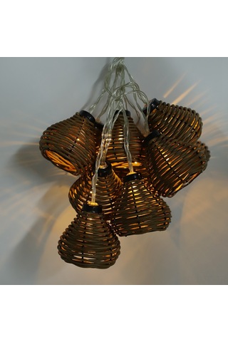 Skycity 10 Adet Kahverengi Doğal Rattan Toplumlu Led Işık Zinciri - Yatak Odası, Noel, Düğün Dekorasyonu - 3xaa Pil İle Çalışır Pil Dahil Değil Diğer