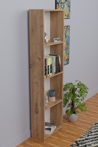 5 Raflı Kitaplık Arkalıklı Dar Raf Kütüphane 170 Cm Atlantik Çam