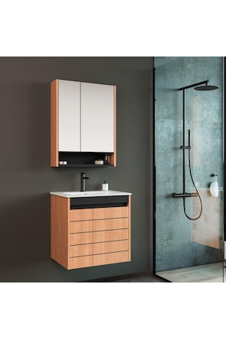 Orka Ricato 60 Cm Mdf Morgana Kiraz Banyo Dolabı Takımı Çok Renkli