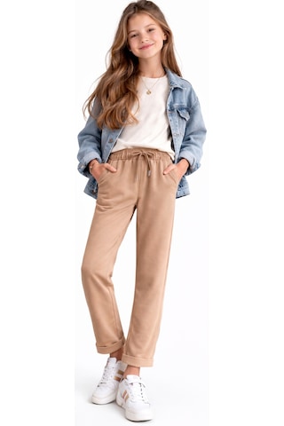 Irem Erkek Çocuk /kız Çocuk Bel Lastikli İpli Duble Paça Model Cepli Açık Kahve Camel Renk Eşofman Altı Camel