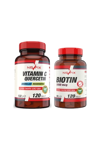 Nevfix Vitamin C 1000 MG 120 Tablet Biotin 5000 Mcg 120 Tablet