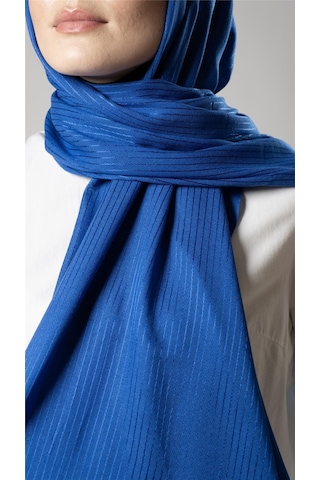 Saks Mavisi İnce Çizgili Şal Viskon Kumaş Bursa Dolama 202111 24 Saks Mavi