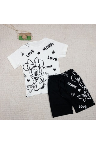 Momikon Kız Çocuk Minnie Mouse Baskılı Pamuklu Takım