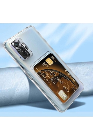 Xiaomi Redmi Note 10 Pro Kılıf Kartlıklı Şeffaf Zore Setra Clear Silikon Kapak Renksiz