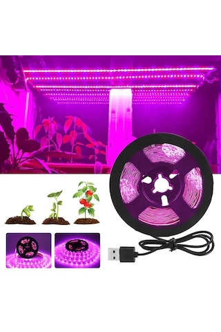 Tam Spektrum Bitki Büyütme Şerit Işık 5V USB Uç 1 mt İç Mekan