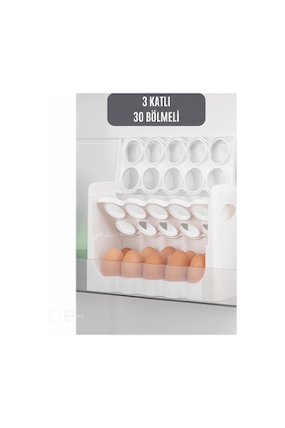 30 Bölmeli 3 Katlı Yumurtalık Organizer Buzdolabı Düzenleyici, Bpa İçermeyen Yumurta Saklama Kabı