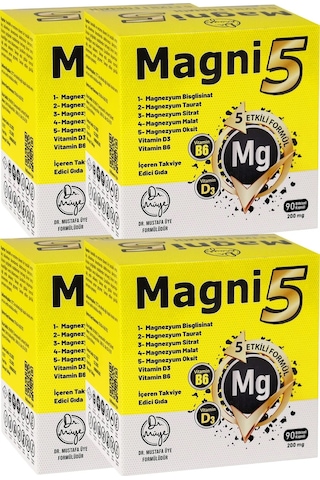 Magni5 Magnezyum 5 Etkili Form 12 Aylık 360 Kapsül B6 D3 Vitamini Bisglisinat Malat Taurat Sitrat Oksit