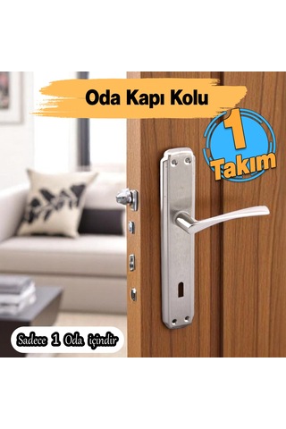 Oda Kapı Kolu Nikel İnox Aynalı Sağa Sola Uygun İç Dış Ahşap Pvc Metal Çelik Kapısı Tutamağı 1 Takım