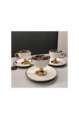 Kahve Fincanı Victoria Gold Beyaz 6 Kişilik Vogue-123-6526