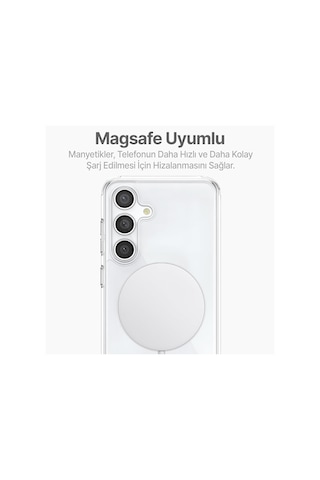 Samsung Galaxy Uyumlu S24 Kılıf Magsafe Özellikli Şeffaf Silikon Kapak