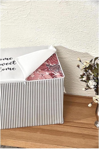 Rope Home Büyük Boy Gri Çizgili Home Sweet Home Baskılı Hurç 64X4