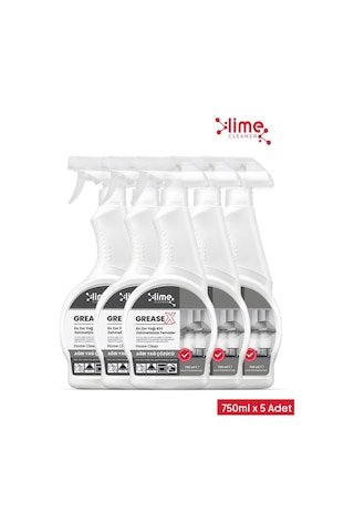Greasex Süper Güçlü Yağ Çözücü Sprey Anında Etki Kolay Temizlik Hızlı ve Etkili Yağ Çözücü 5 x 750 ML