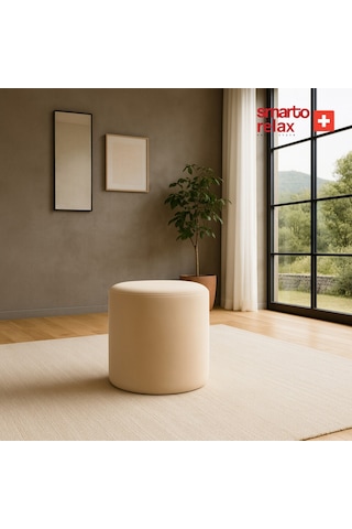 Smarto Relax Puf Babyface Kumaş Silindir Puf 40 45 Cm Bej