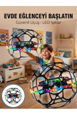 El Hareketi Kontrollü Futbol Topu Tasarımlı Drone Led Işıklı Belirtilmemiş