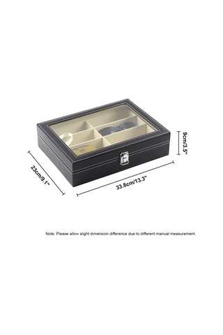 Ruicoo 8 Bölmeli Pu Deri Gözlük Kutusu - Cam Kapaklı Gösterimli Çift Katlı Gözlük Ve Saat Saklama Kutusu