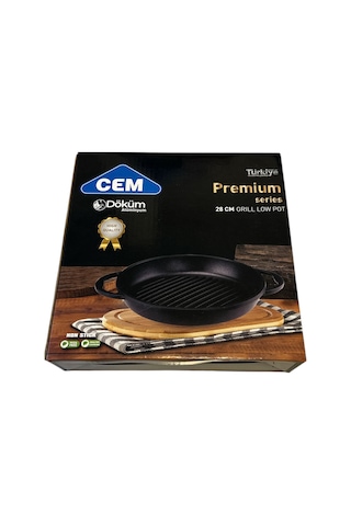Cem Premium Alüminyum Döküm 28 Cm Izgara Tava Siyah