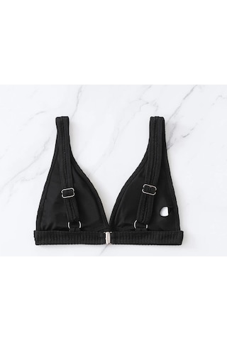 Angelsin Özel Kumaş Bikini Üstü Siyah