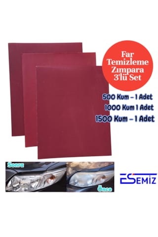 Far Temizleme Zımpara Seti Sulu İnceden Kalına Zımpara 3 Adet