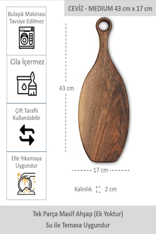 Yekpare Masif Ahşap Sunum Tahtası Kesme Tahtası Ceviz Medium 5