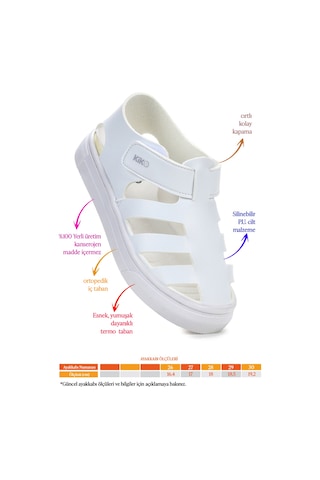 Kiko Kids Limba Cırtlı Kız Çocuk Sandalet Beyaz Beyaz