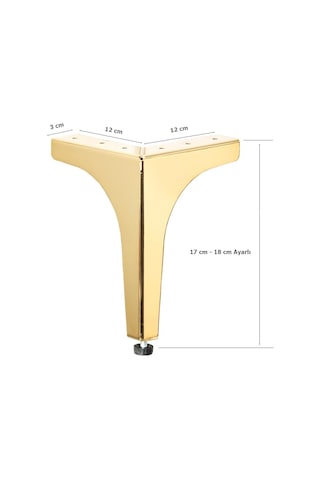 4 Adet Klas Ayak Metal 17 Cm Altın Mobilya Koltuk Ayağı
