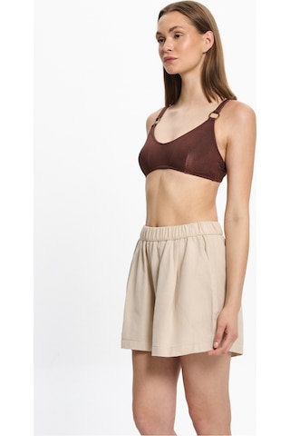 Toosalty Kadın %100 Cotton Kısa Cepli Plaj Şortu 25pl10st Bej