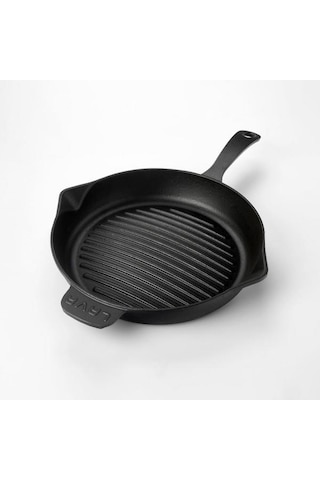 Lava Döküm Yuvarlak Izgara Tava. Metal Kulplu Taban Konkav 12 Mm.