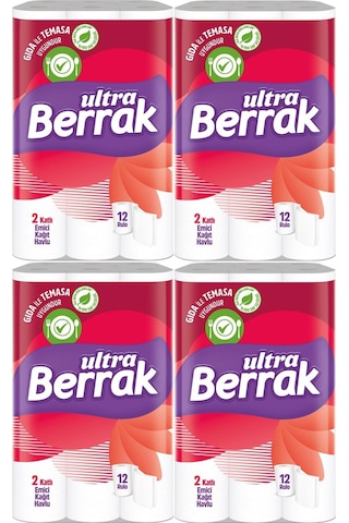 Berrak Çift Katlı Ultra Kağıt Havlu 12'li 4 Paket