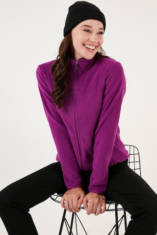Lela Slim Fit Anti-Pilling Tüylenme Yapmayan Fermuarlı Cepli Hırka Bayan Polar 5907002 Mor
