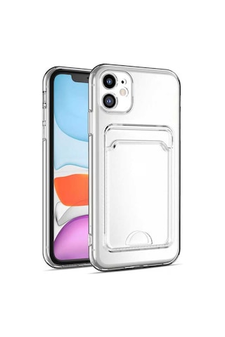 Apple Uyumlu iPhone 11 Kartlıklı Şeffaf Zore Setra Clear Silik