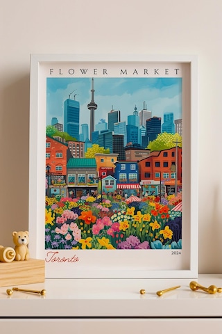 Toronto Kanada Çerçeveli Tablo Seyahat Severlere Salon Ve Ofis İçin Estetik Duvar Dekoru Travel Flower Market