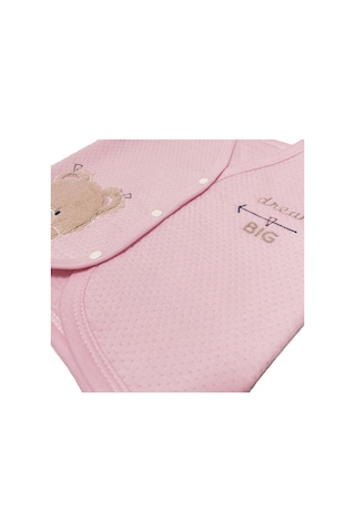 Babysena Ayıcık Nakışlı Pembe Kız Bebek Penye Yelek Pembe