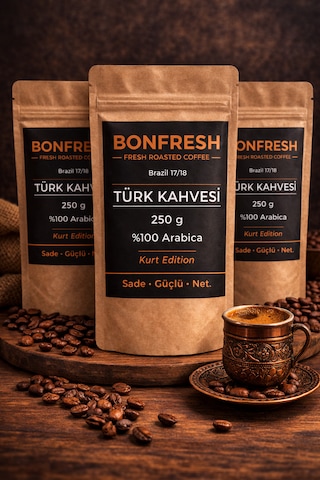 Türk Kahvesi 250g %100 Arabica Taze Kavrulmuş Geleneksel Türk Kahvesi 3x250gr Kavrulmuş Öğütülmüş