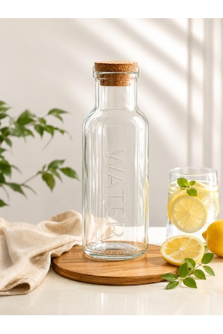 Ciho Cam Sürahi 1000 Ml 1 Litre Mantar Kapaklı Sürahi Karaf