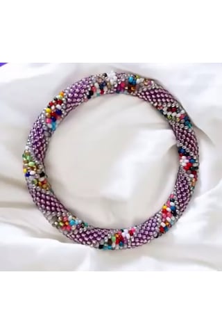 İkonik Stil Boncuk Bileklik Mor
