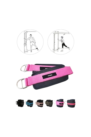 Spor Byfit Ayak Bilek Kayışı D-ring Fitness Ağırlık Çekiş Aparatı - Fuşya