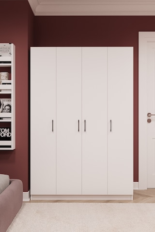 Asra Trend 4 Kapaklı Gardırop G-08 %100 MDF Fonksiyonel Kıyafet Dolabı Kül Gri