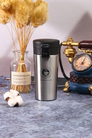 Kilitli 304 L Çelik Gri 500 Ml Kahve Termos Mug Cin406gr Çok Renkli