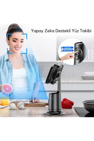Etashop Akıllı 360 Yüz Takipli Telefon Gimbal Standı Otomatik Döner Tripod Başlığı, Şarjlı Vlog Lıv