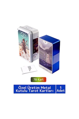 Özel Üretim Metal Kutulu Beyaz Numen Tarot Kartı 78 Adet