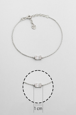 So Chic Işıltılı Baget 18 Ayar Beyaz Altın Kaplama 19 Cm Gümüş Bileklik Rodyum