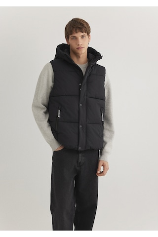 Mavi - Kapüşonlu Siyah Şişme Yelek 0110306-900