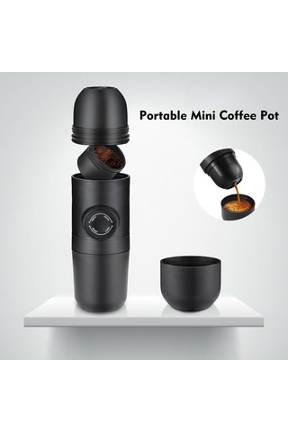 Leezsing Manuel Taşınabilir El Presli Kahve Makinesi Açık Hava Taşınabilir Mini Kahve Kupa Potu