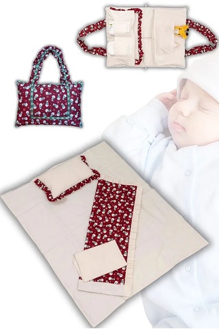 Anne Ve Bebek İçin Çok Amaçlı Seyahat Çantası Bordo