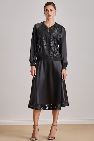 Midi Siyah Saten Etek Siyah