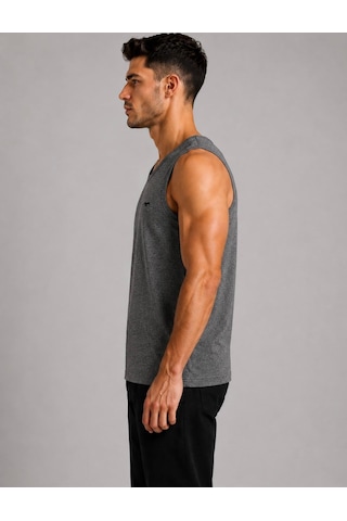 Axxel Erkek Koyu Gri Melanj Askılı Atlet T-shirt-d235