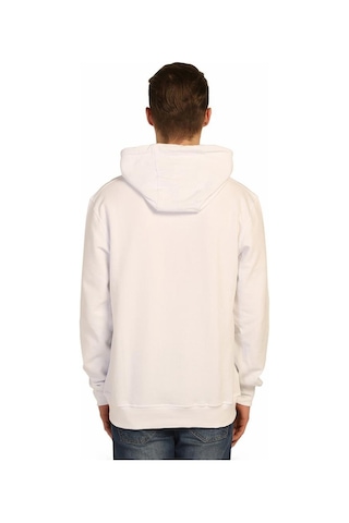 Bant Giyim - Barcode Beyaz Kapşonlu Erkek Sweatshirt Hoodie