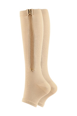 Folinda Spor Kompresyon Çorapları, Ayağın Ucu Açık, Yan Rıhtım, Ağrı Ve Şişlikten Kurtulma, Erkek/kadın, Bej, L/xl 33124 Bir Çifti Bej