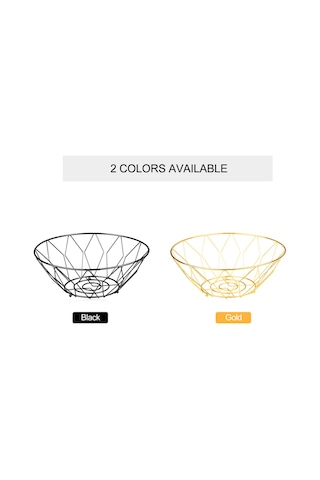 Yuntech01 Kahverengi Karbon Çelik Mutfak Meyve Sepeti - Ev Dekorasyonu, Atıştırmalık Depolama, Masaüstü Organizer Siyah